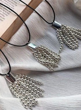 银伯伯925纯银流苏项链女毛衣链