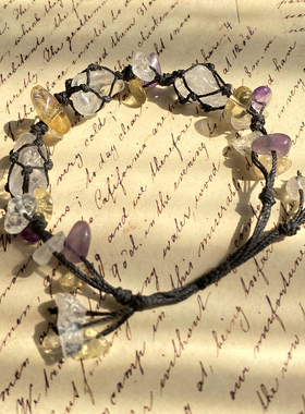 黄水晶紫水晶男女同款手绳