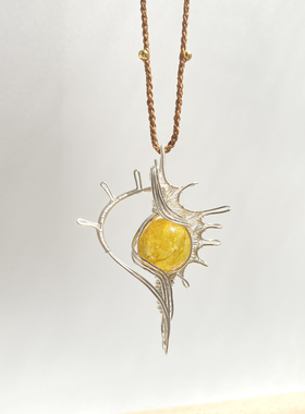 手工编织绕线天然黄水晶吊坠项链女款小众设计原创高级感轻奢锁骨