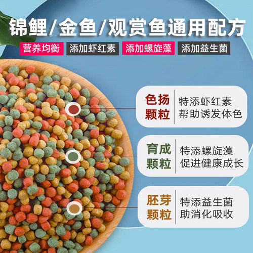 鱼食金鱼锦鲤鱼饲料小颗粒鱼粮观赏鱼家用小金鱼专用鱼料通用鲤鱼 - 图1