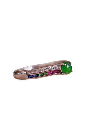 天然A货翡翠戒指S925纯银开口戒可出证书电商爆款小巧翡翠饰品批