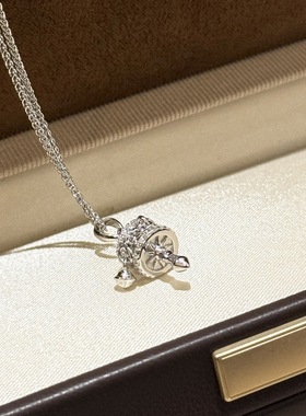 设计师S925纯银 六言真言转轮经筒拨浪鼓项链转经轮铃铛锁骨链可