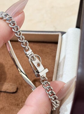 轻奢s925纯银 皮带链条手链手镯光面钻轻奢设计感百搭