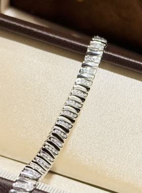 设计师S925纯银 老钱风半钻波浪蛇骨手链意大利中古风软骨排钻