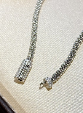 设计师s925纯银 复古气质镶钻满钻扣头葡萄藤弹簧手链感进口链条