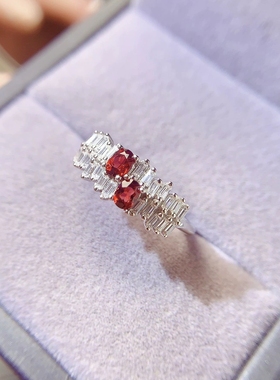 戒指钻满冰糖钻双S925椭圆气质