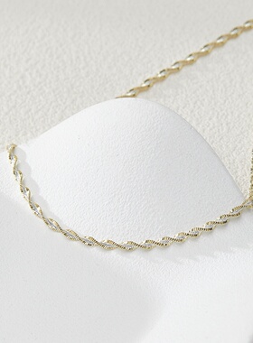 轻奢意大利首饰S925银双色扭刀片间闪砂小众设计简约银项链百搭