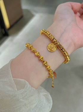 设计师2025足银镀24K金盘缠手链黄财神招财纳福手工藏式棉绳民族