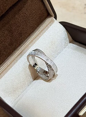 轻奢S925纯银 水星记小双环交叉拉丝戒指百搭简约设计感