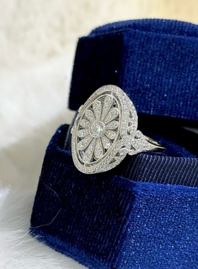 S925纯银老钱风椭圆戒指