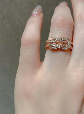 设计师s925纯银感双层交叉拉环无限爱8字戒指轻奢百搭指环女无