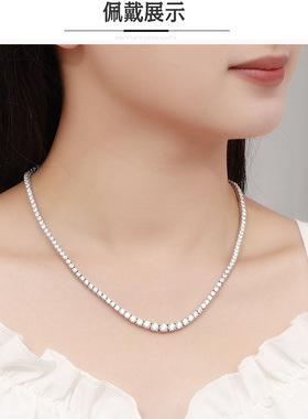 私人订制轻奢贵夫人莫桑钻项链925银镀18k高级感精致全钻满钻