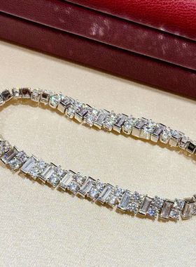 s925纯银 梯方钻双钻排钻手链感钻石系列质感百搭精致