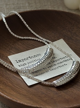 s925银韩版小众设计感复古闪光cnc项链韩国风简约时髦锁骨链