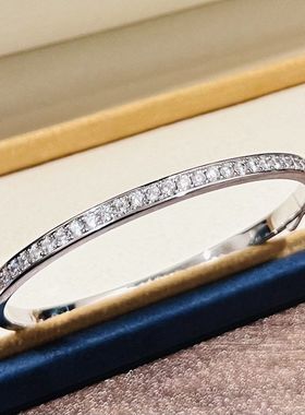 XBKS925纯银 排钻手镯高级感闪钻轻奢百搭高级感个性叠戴简约