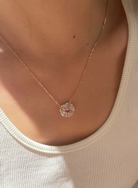 设计师小红书网红款925银镀金法式宫廷复古风镂空拉丝蕾丝粉蓝宝