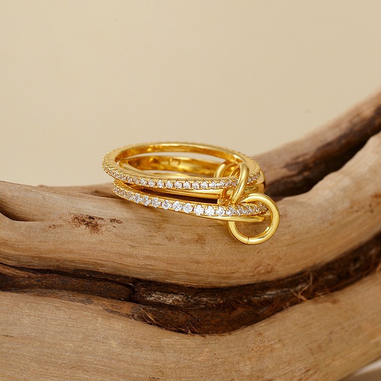 European and American fashion s925 sterling silver four-ring interlocking ring