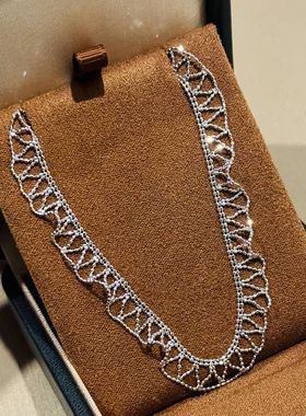 XBKS925纯银裙摆裙带边蕾丝项链