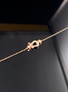 明星同款mini马蹄扣手链18K玫瑰金色手镯手环钻石项链百搭时尚