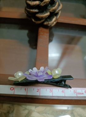 加萌店原创设计可爱紫色小雏菊与小黄花发夹边夹对夹女发饰儿童