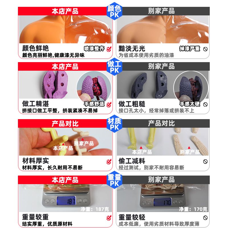 可拆卸拼装人体器官模型结构骨骼3d骨架内脏医学解剖早教儿童玩具 - 图3