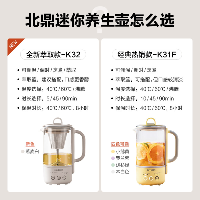 北鼎mini办公室多功能小型养生壶 buydeem北鼎养生壶/煎药壶