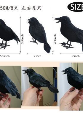 仿真乌鸦泡沫羽毛万圣节圣诞装饰