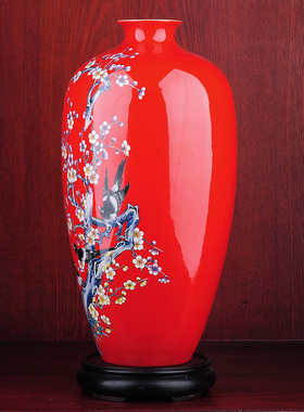 喜上梅梢 珐琅彩手绘陶瓷花瓶花器 家居装饰品工艺品摆件 HY 3116