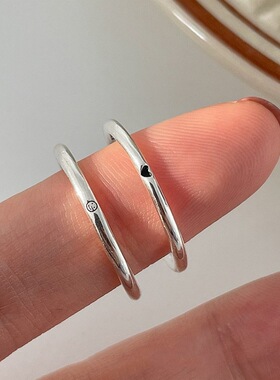 简约小爱心戒指女时尚个性百搭创意ins风S925银开口指环食指戒潮