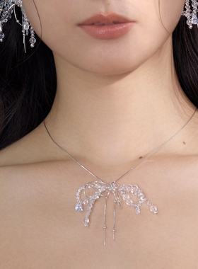 原创设计超仙气蝴蝶结奢纯银项链