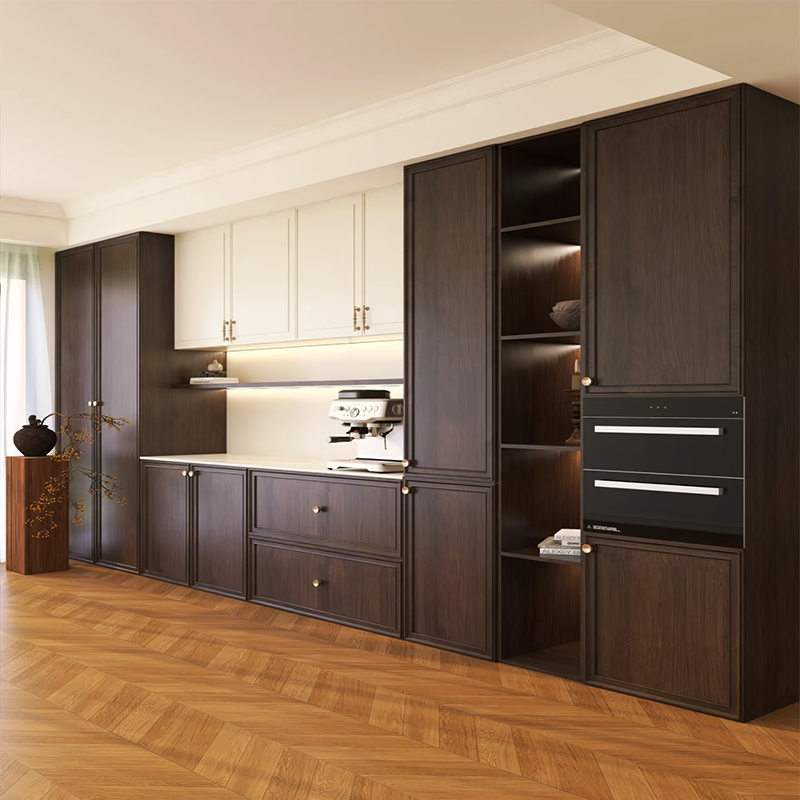 实木衣柜复古色法式樱桃木衣橱中古简约家用卧室柜子原木全屋定制 - 图2