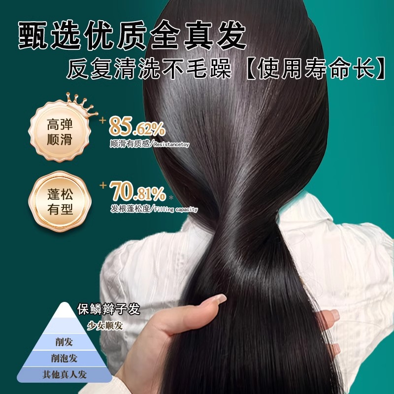 男士假发真人发丝全头套中老年男式短发轻松遮白发盖光头薄款 - 图3