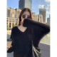 V-neck loose lazy style thickened sweater