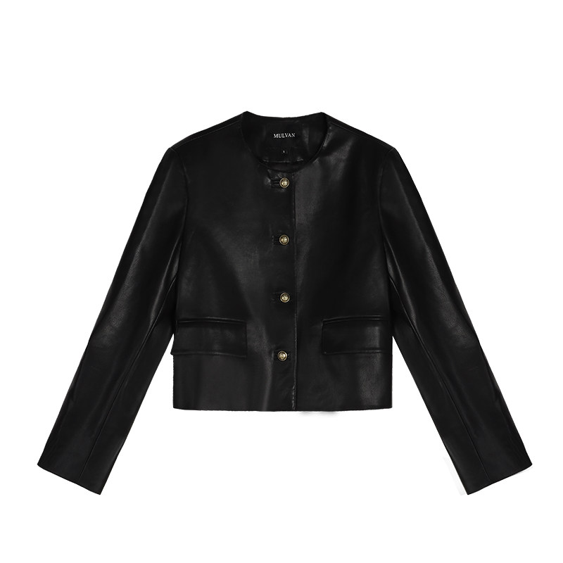 MULVAN 【现货7折】黑色pu皮衣短外套女秋冬高级感复古气质上衣,淘宝优惠券,粉丝福利购,淘宝优惠卷