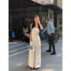 MULVAN Temperament suit Designed off-shoulder tube top top women's casual wide-leg pants striped striped two-pieces set