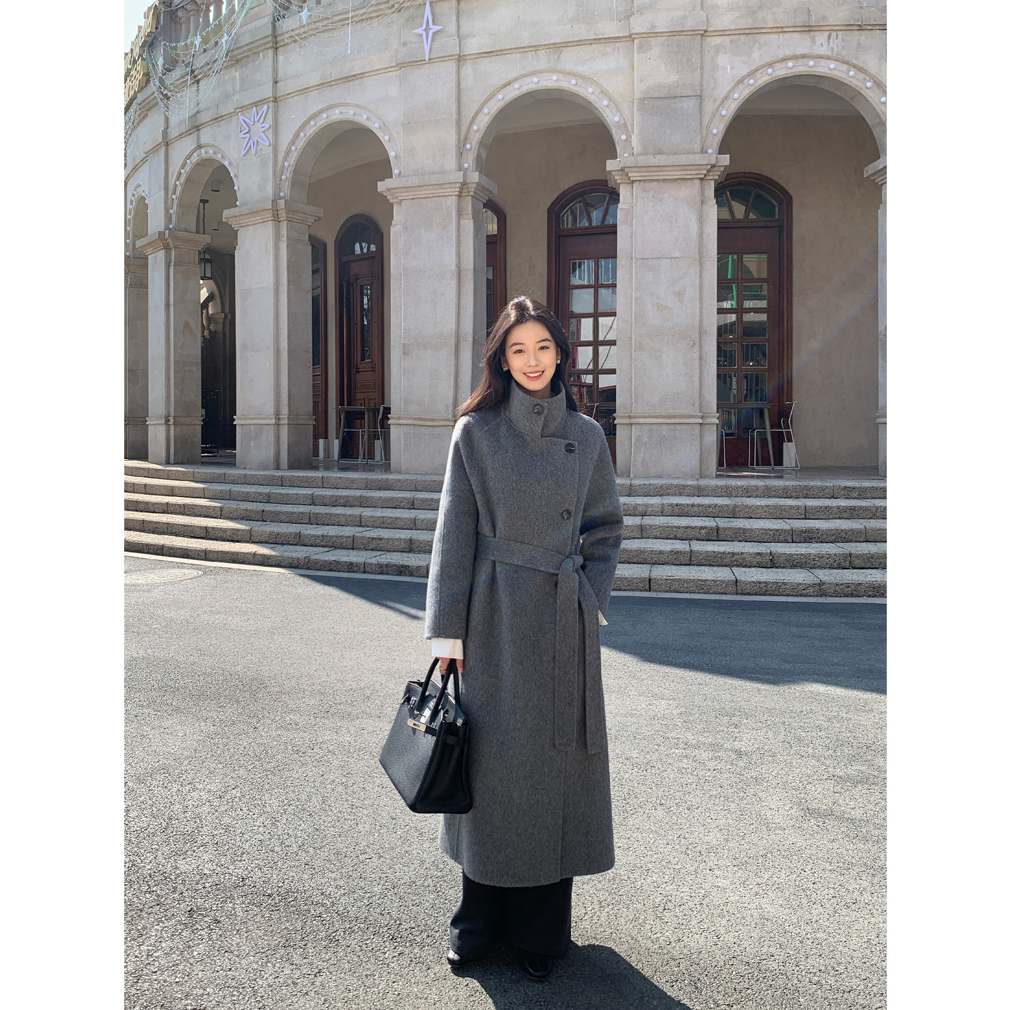 MULVAN 摩登廓影 100%羊毛立领双面呢大衣女高级侧单排扣毛呢外套,淘宝优惠券,粉丝福利购,淘宝优惠卷