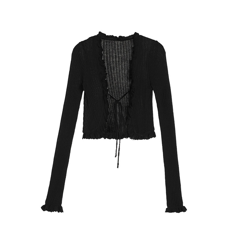 MULVAN 木耳边针织开衫女夏薄款气质短款外穿防晒衫披肩罩衫,淘宝优惠券,粉丝福利购,淘宝优惠卷