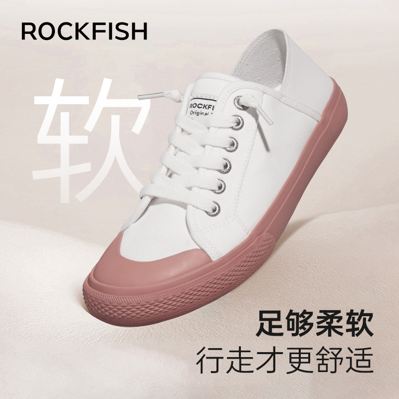 Rockfish防泼水两穿帆布鞋女2023新款一脚蹬懒人脚踩厚底鞋半拖夏 - 图2