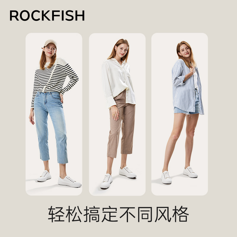 Rockfish英国746防泼水低帮帆布鞋休闲鞋2023新款小白鞋女经典款-图1