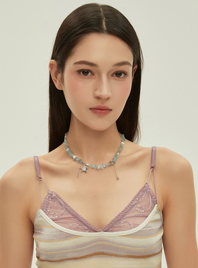 AWE张泽禹同款海星蓝色碎石项链