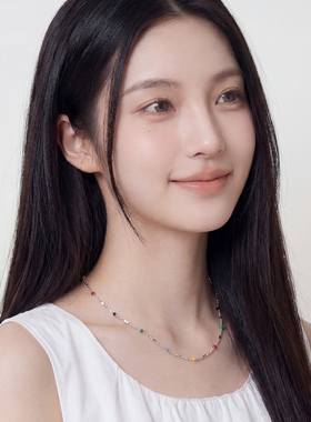 AWE迪丽热巴同款彩虹豆925银项链