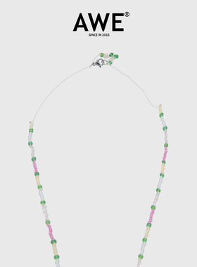 AWE森系小清新碎花米珠蝴蝶项链