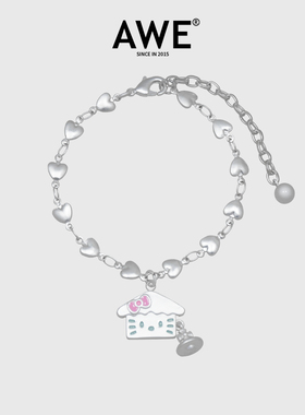 AWE学生党蝴蝶结猫咪爱心项链女