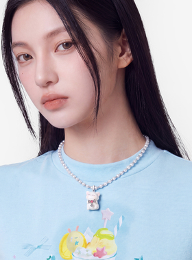 AWE爱心蝴蝶结白色小猫咪项链女