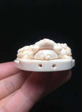 猛犸牙手工雕刻绿度母牌子挂件
