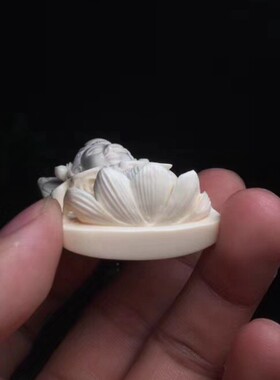 天然猛犸象牙手工雕刻牌子挂件