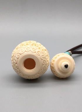 葫芦镂空雕刻猛犸牙香囊挂件吊坠