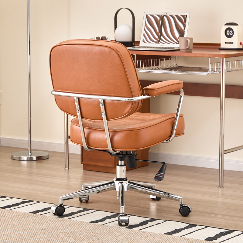 阿勒夫耶中古真皮电脑椅牛皮家用人体工学椅书桌椅卧室椅子办公椅 - 图2