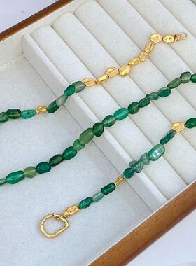 周雨彤顾云苏同款绿玛瑙拼接项链