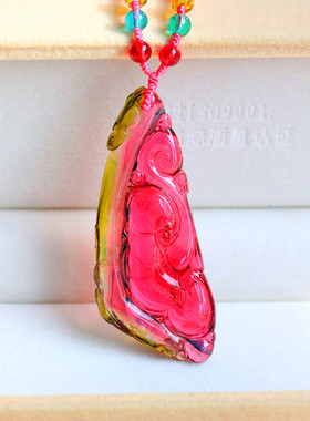 ◆万福如意◆玻璃体清透美艳西瓜碧玺项坠